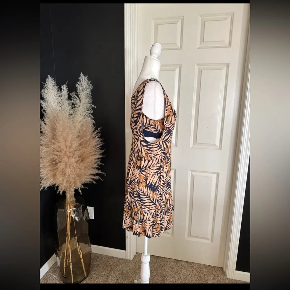 Free People Navy Combo Tropical Two-fer Mini Dress size Small - Picture 8 of 12